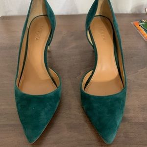Green suede heels